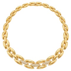 Cartier 18K Gelbgold Diamond Three-Row Link Halskette