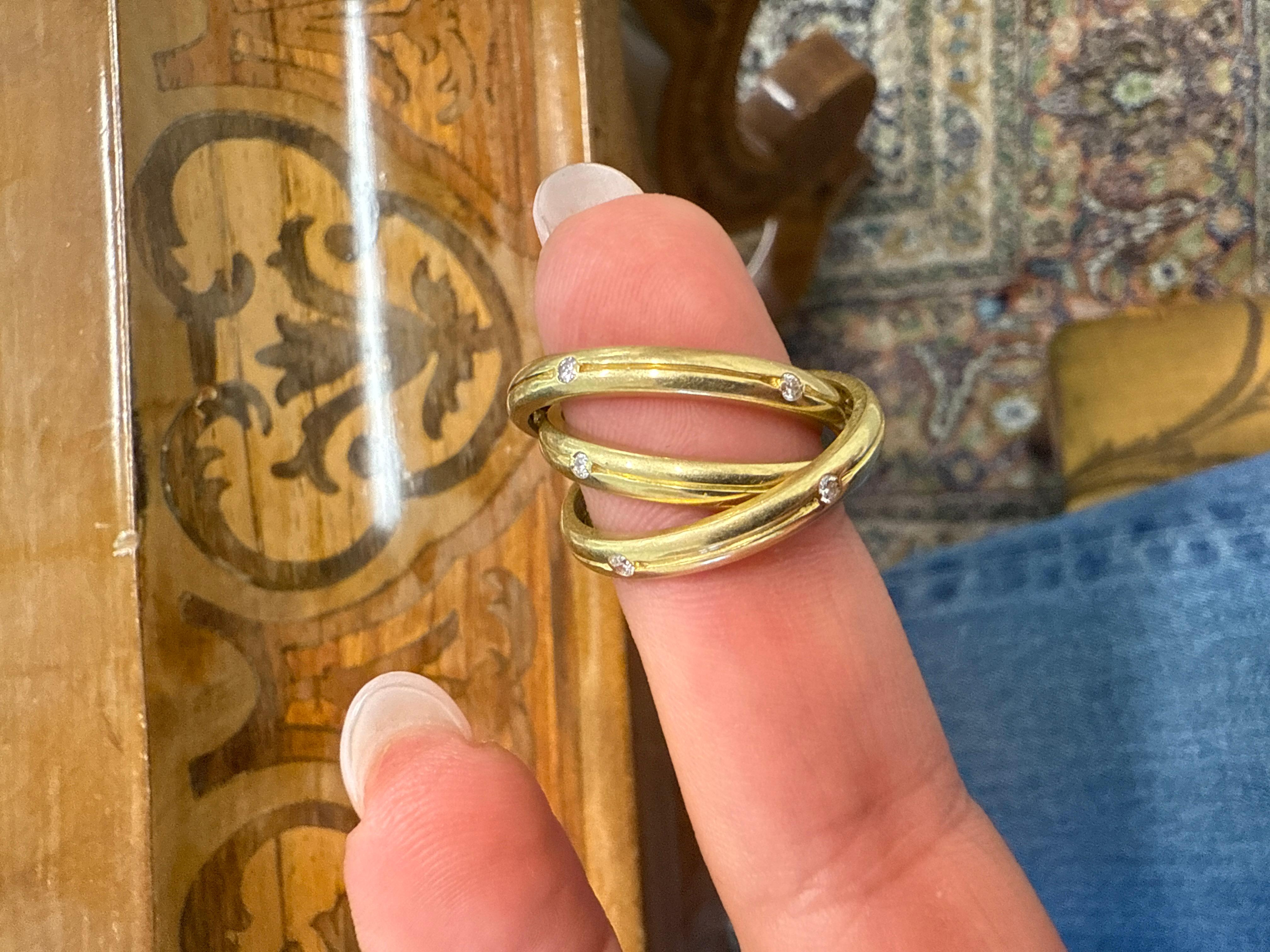 CARTIER Or jaune 18k et diamants TRINITY COLLECTION Bagues roulantes / Rings 1980 en vente 1