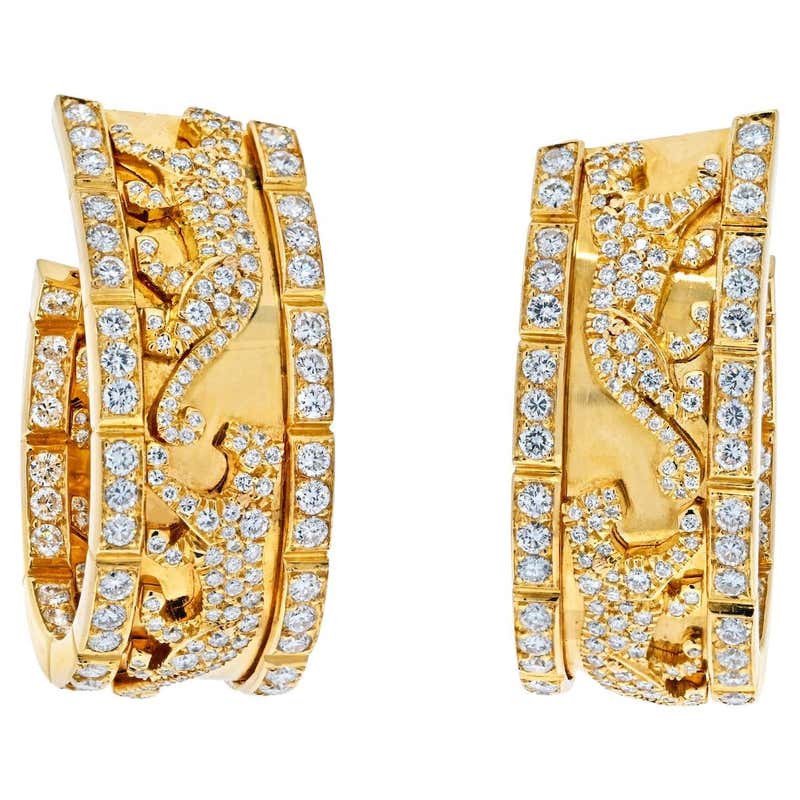 Cartier Maillon Panthere Yellow Gold Hoop Earrings at 1stDibs | cartier ...