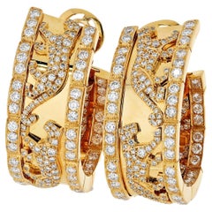 Cartier 18K Yellow Gold Diamond Walking Panthere Earrings