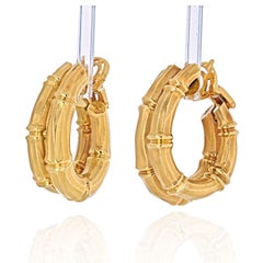 Cartier 18K Yellow Gold Double Bamboo Earrings