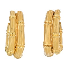Boucles d'oreilles double bambou en or jaune 18K de Cartier