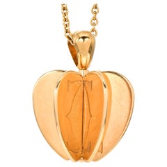 CARTIER 18k Yellow Gold Double C Apple Heart Pendant