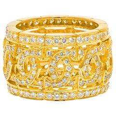 Cartier 18k Yellow Gold Double C Diamond Entrelaces Ring