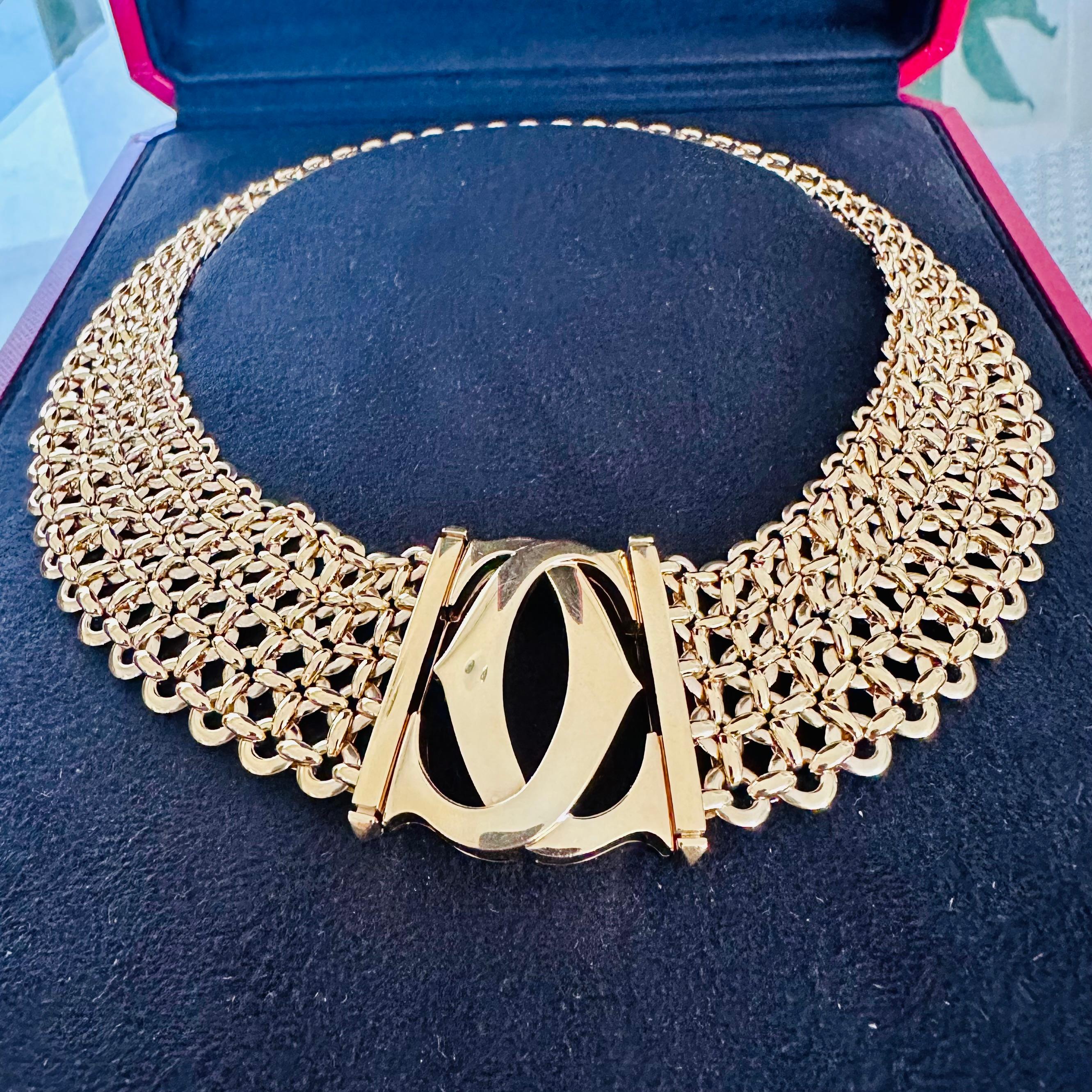 da uomo o donna Cartier Collana Penelope a cinque file con doppia C in oro giallo 18 carati in vendita