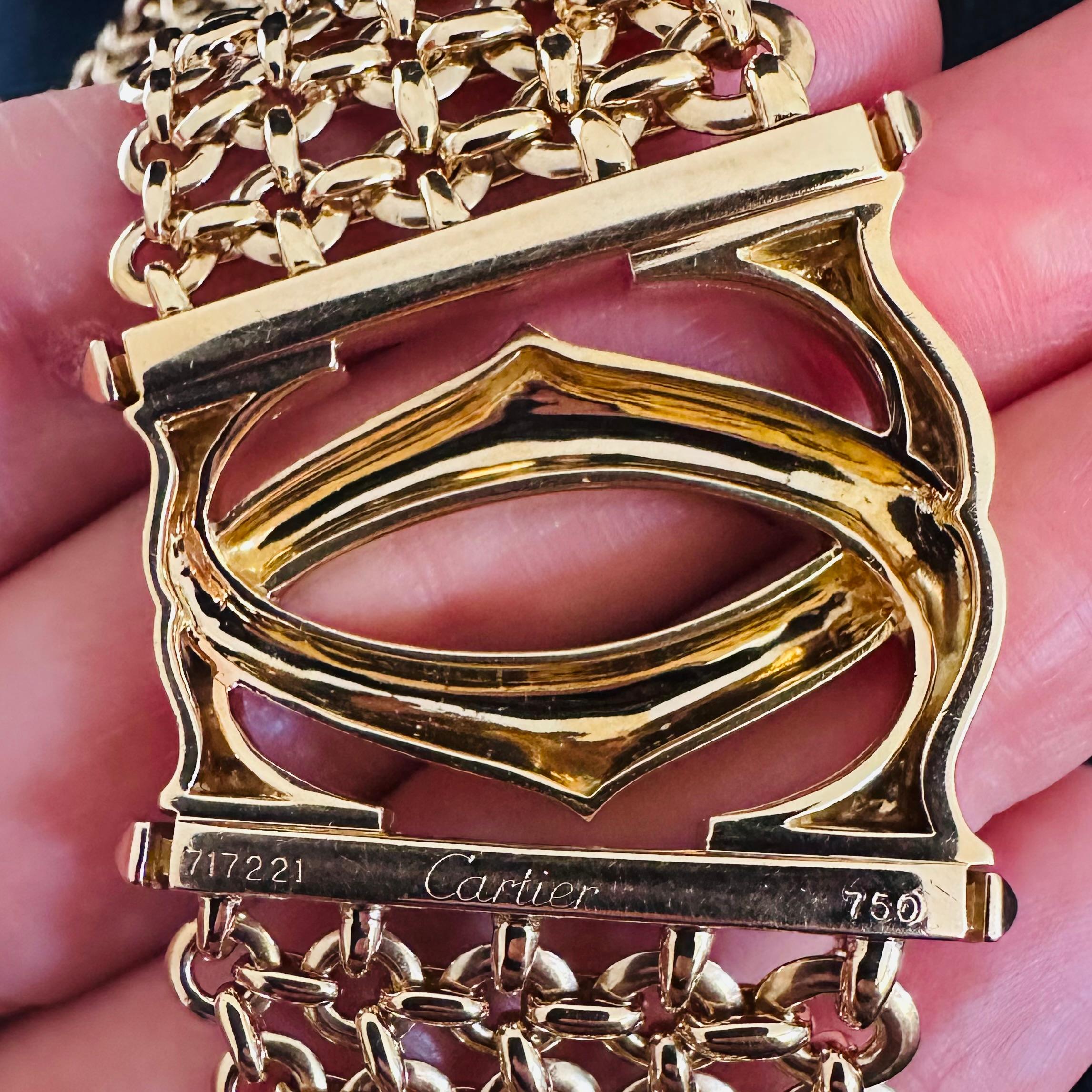 Cartier Collana Penelope a cinque file con doppia C in oro giallo 18 carati in vendita 4
