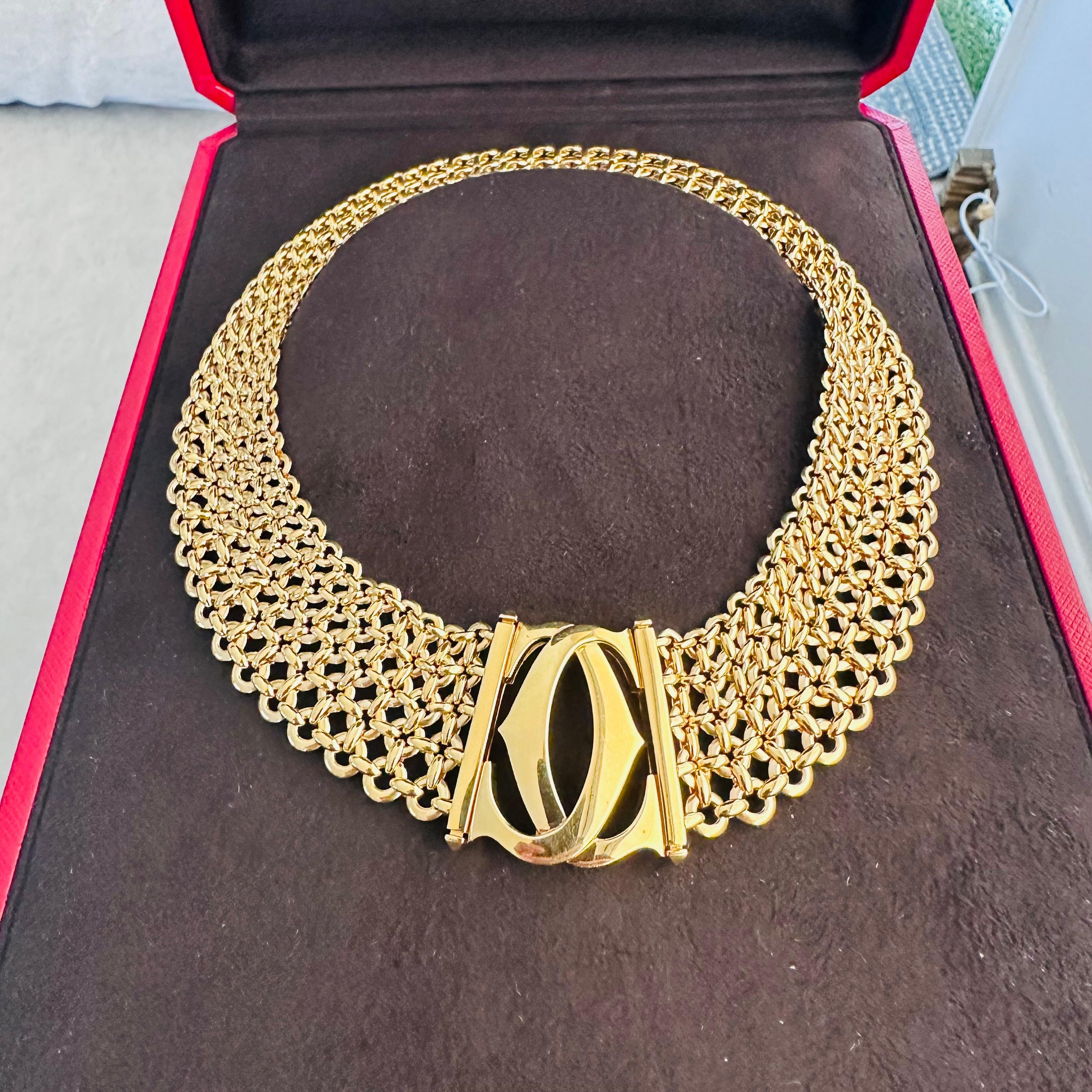 Cartier Collana Penelope a cinque file con doppia C in oro giallo 18 carati in vendita 5