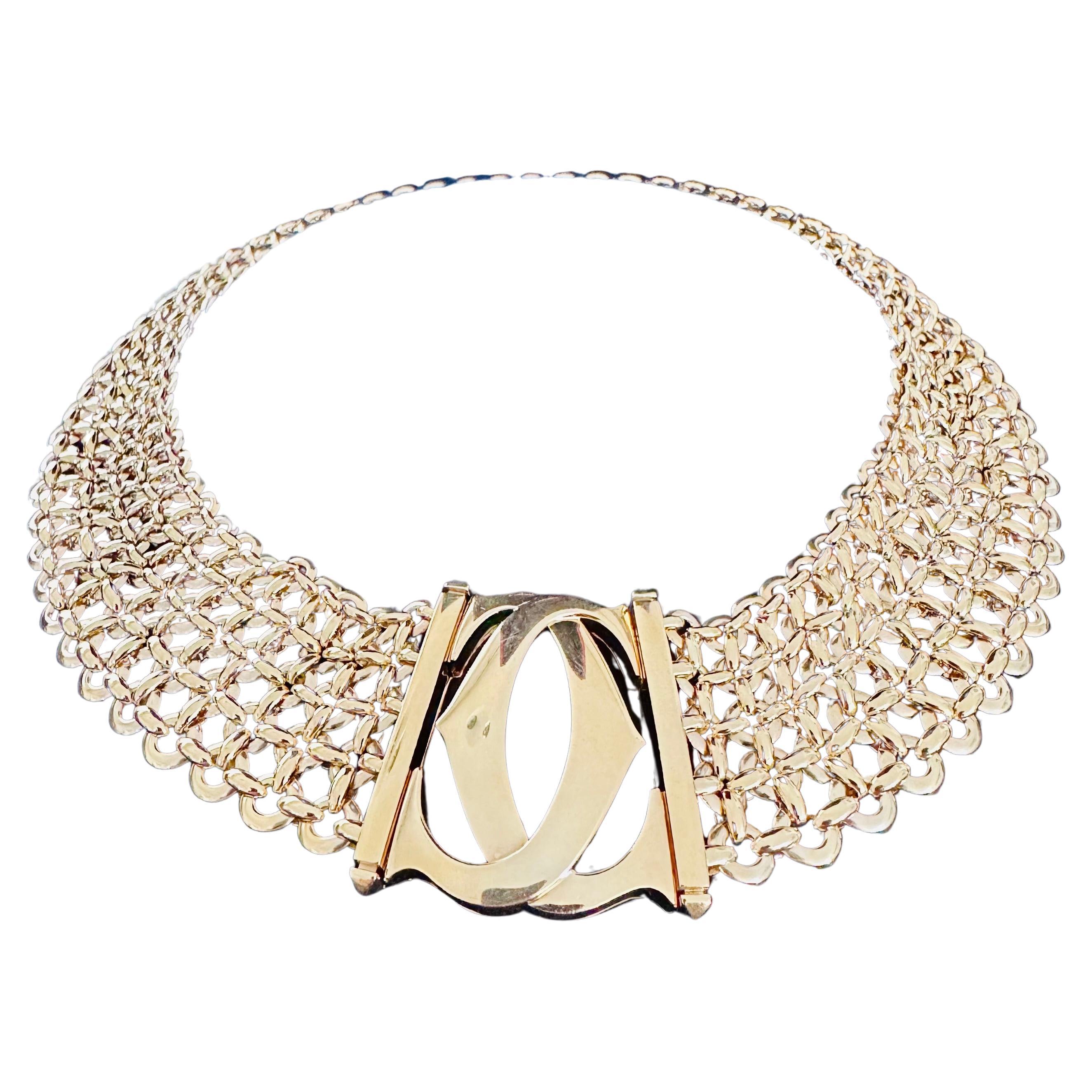 Cartier Collana Penelope a cinque file con doppia C in oro giallo 18 carati In condizioni buone in vendita a Beverly Hills, CA