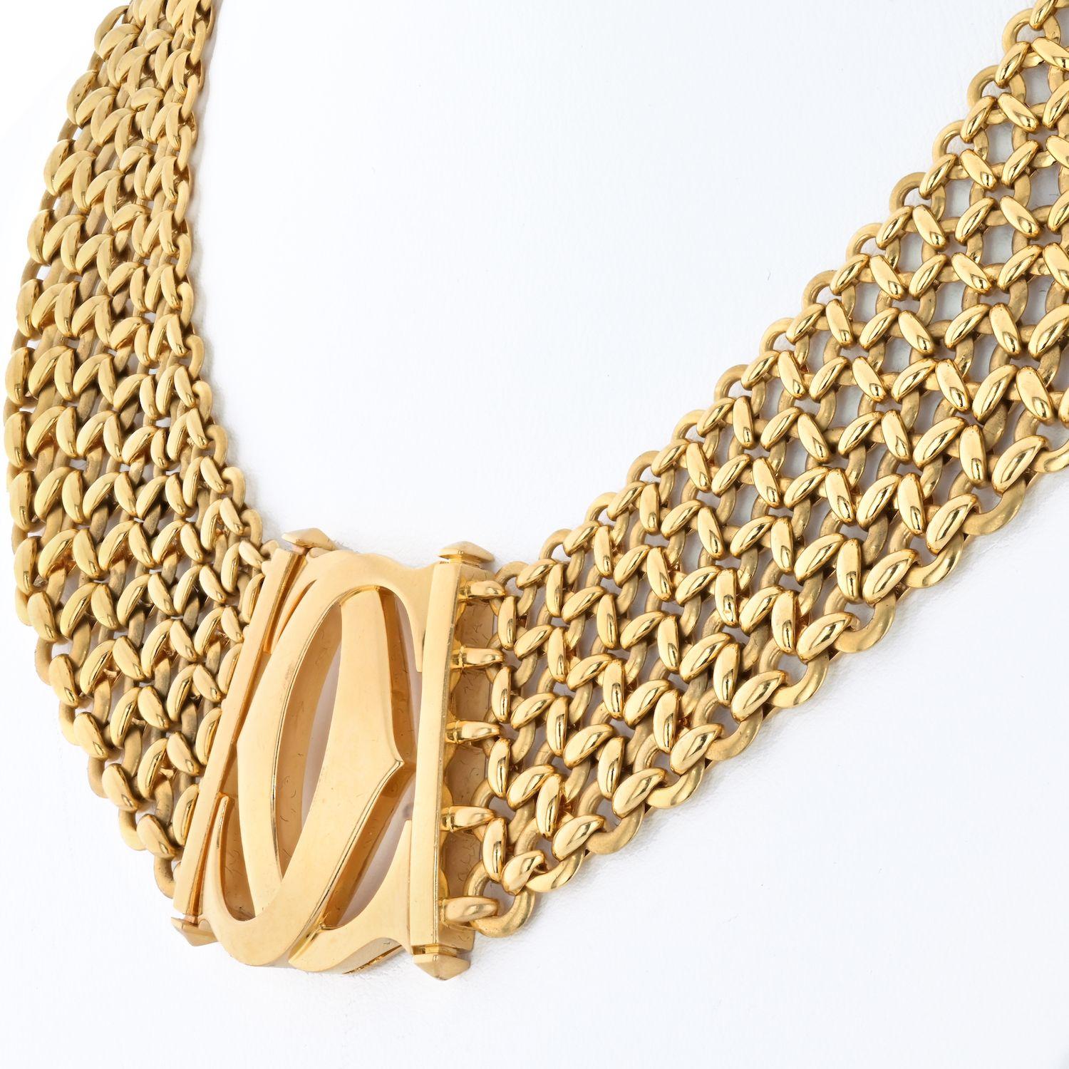 Cartier 18K Yellow Gold Double C Five Row Wide Link Penelope Necklace In Excellent Condition In New York, NY