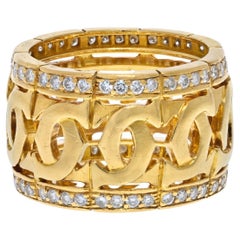 Cartier 18K Yellow Gold Double C Logo and Diamond Ring