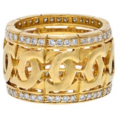 Anello Cartier in oro giallo 18 carati con doppia C e diamanti
