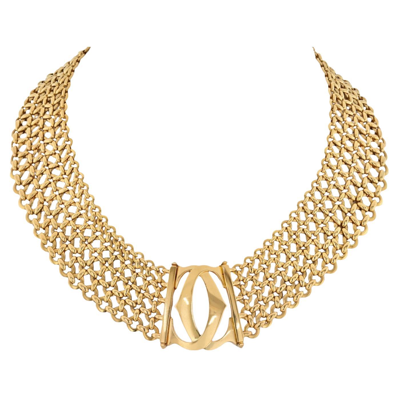 Cartier Stirrup Collection Diamond Yellow Gold Necklace at 1stDibs