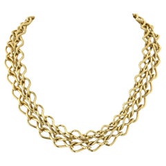 Cartier 18K Yellow Gold Double High Polished Twisted Chain Collar Necklace