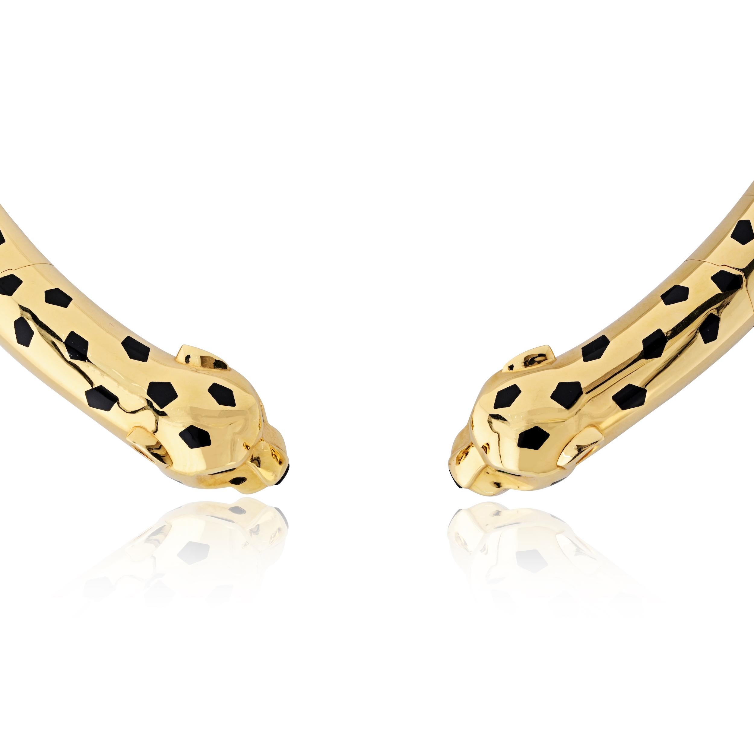 Collana Cartier doppia pantera in oro giallo 18 carati in vendita 3