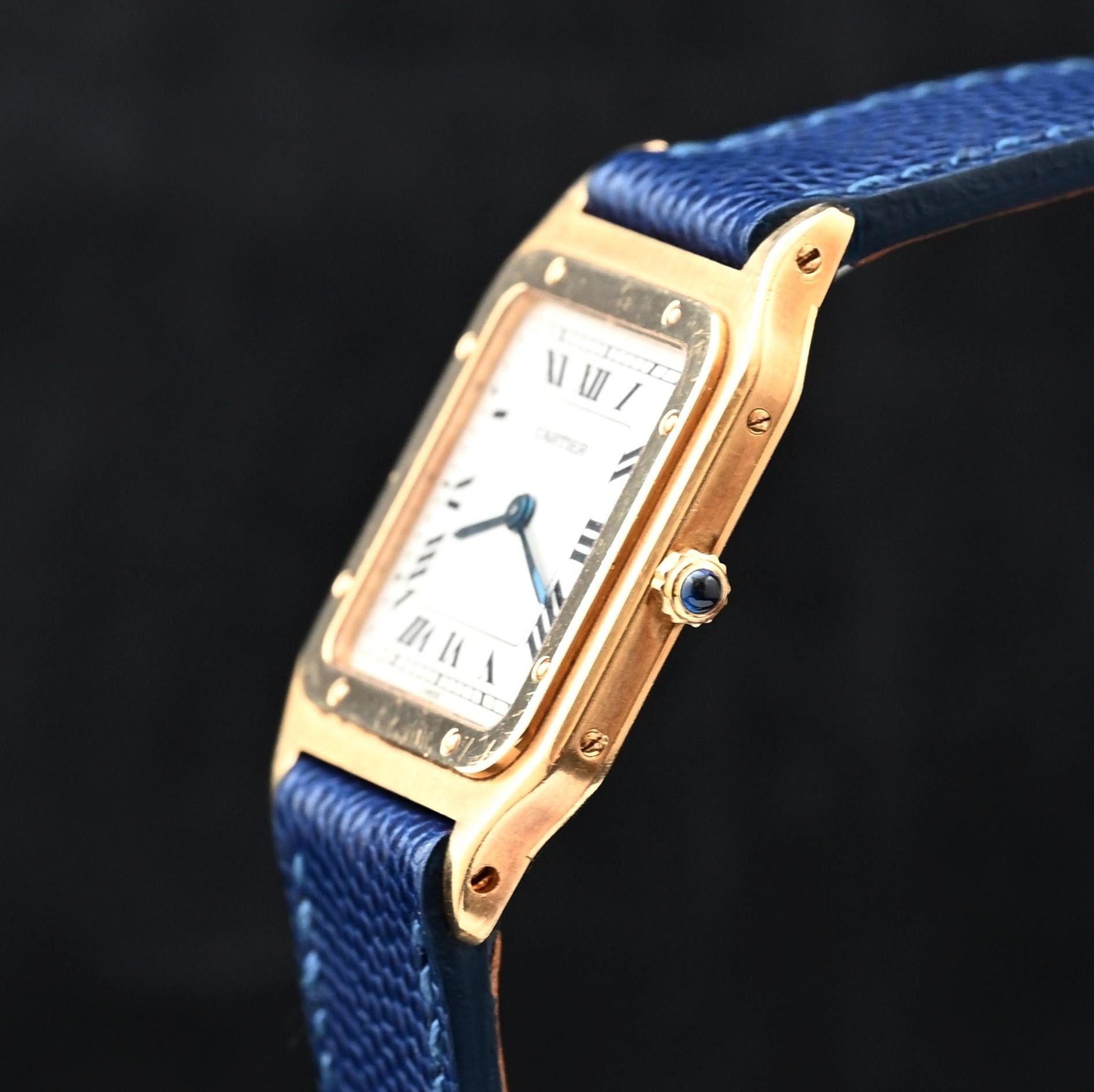 Cartier 18 Karat Gelbgold Dumont 8210 Handaufzug, 1990er Jahre im Zustand „Gut“ in Central & Western District, HK