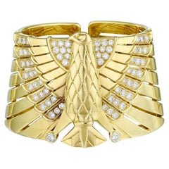 Cartier 18K Yellow Gold Egyptian Horus Falcon Bracelet