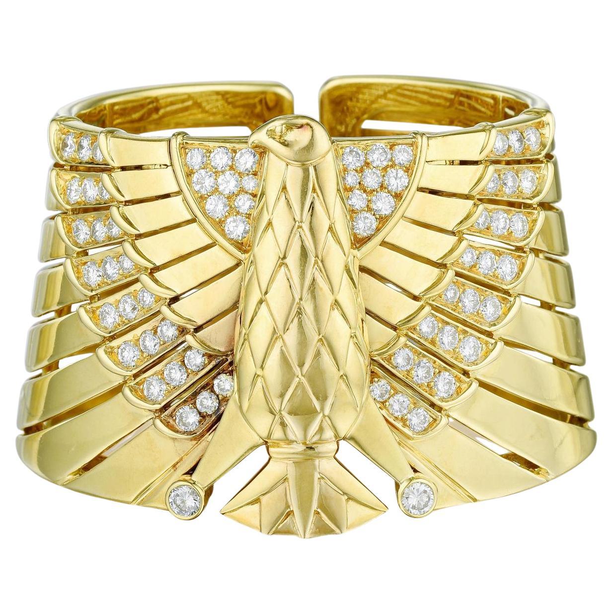 Cartier 18K Yellow Gold Egyptian Horus Falcon Bracelet For Sale at 1stDibs  | cartier egypt