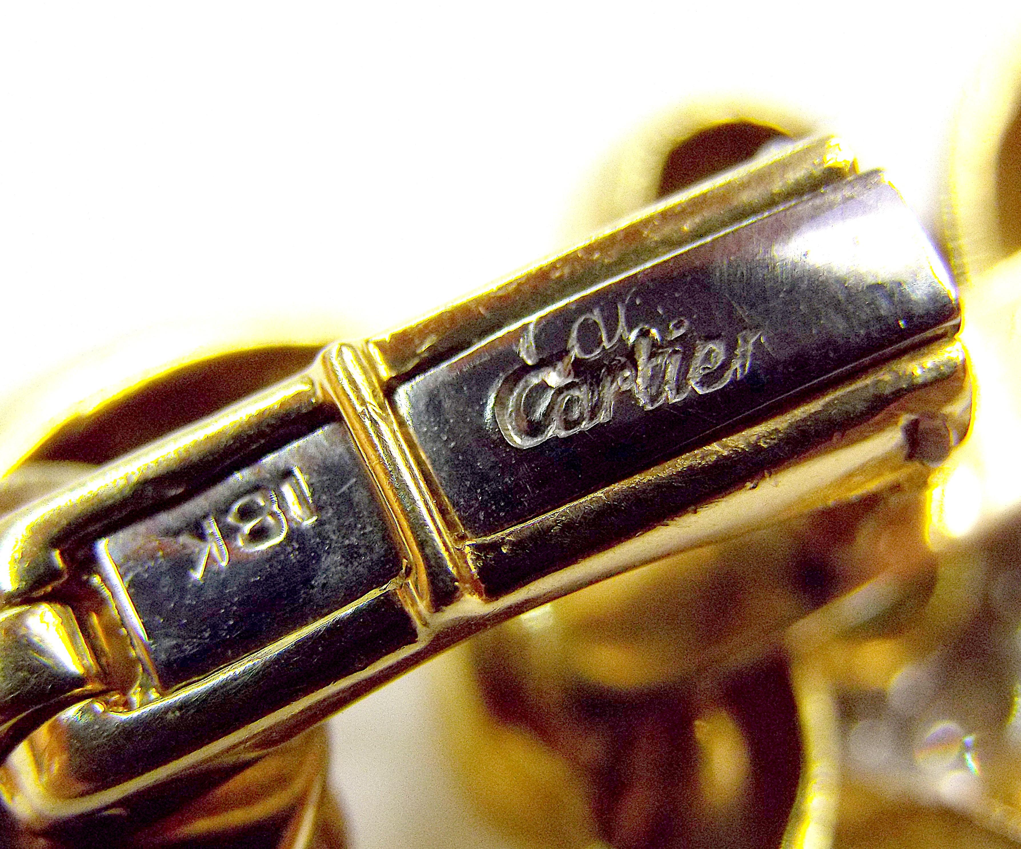Round Cut Cartier 18K Yellow Gold Emerald Diamond Earclips