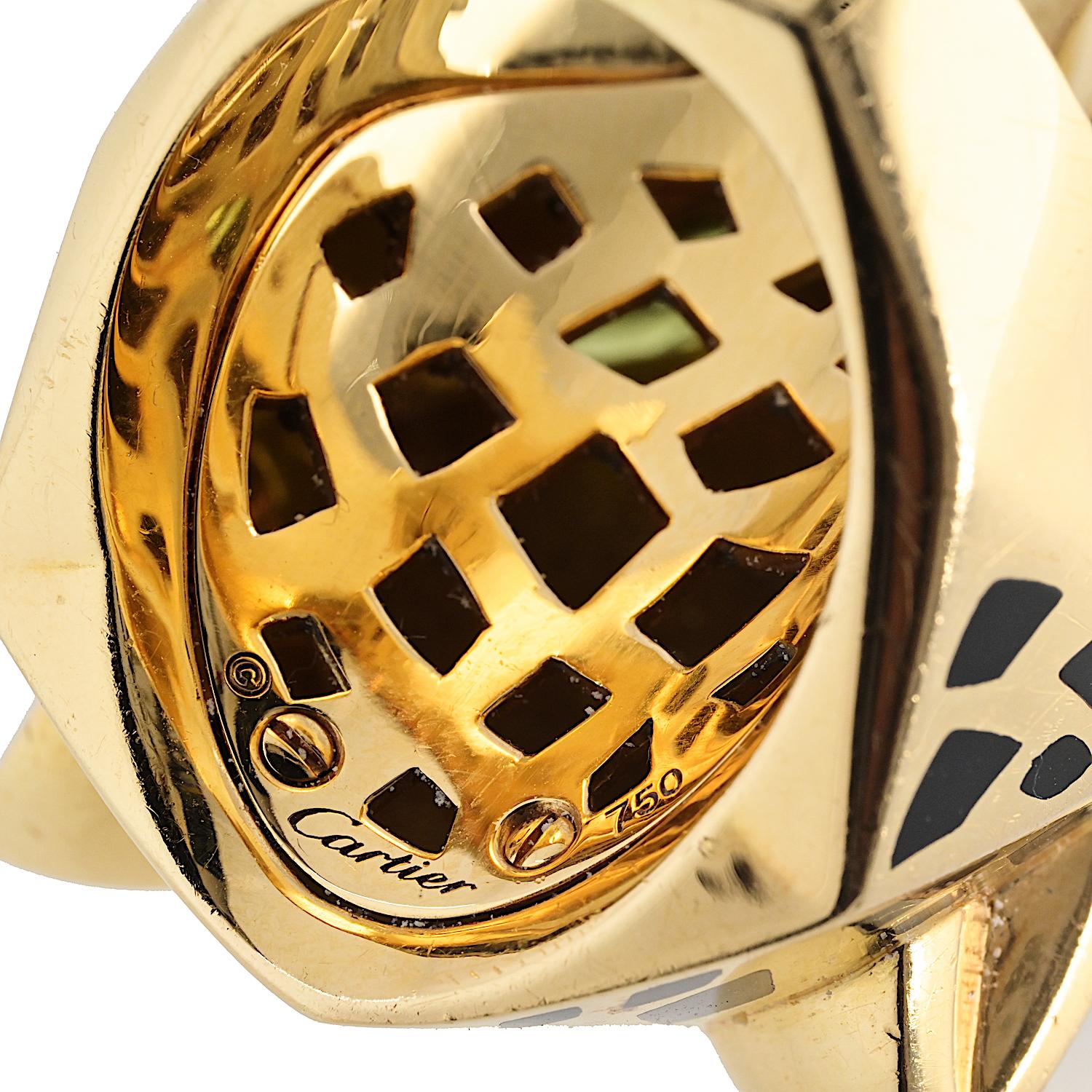 Cartier, bague en or jaune 18 carats EU 53 tête de panthère au design solide et tacheté en vente 6