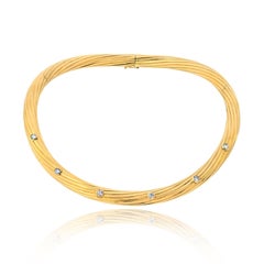 Cartier 18K Yellow Gold Fluted Twist Diamond Choker Necklace