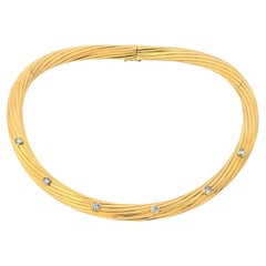 Cartier 18K Yellow Gold Fluted Twist Diamond Choker Necklace