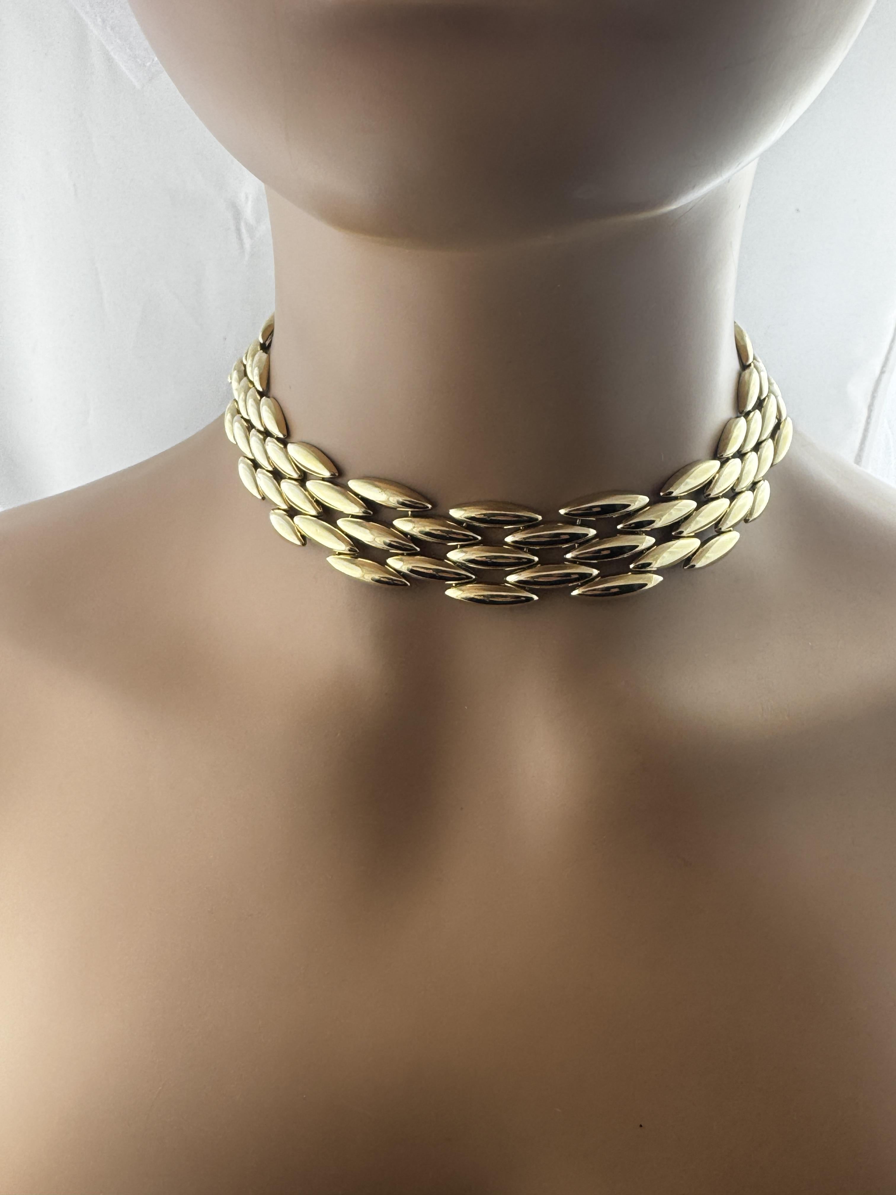 Cartier 18K Yellow Gold Gentiane Rice Link 5 Row Necklace #22297 en vente 5
