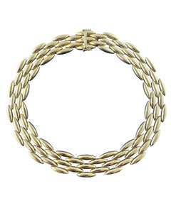 Cartier 18K Gelbgold Gentiane Rice Link 5 Row Halskette #22297