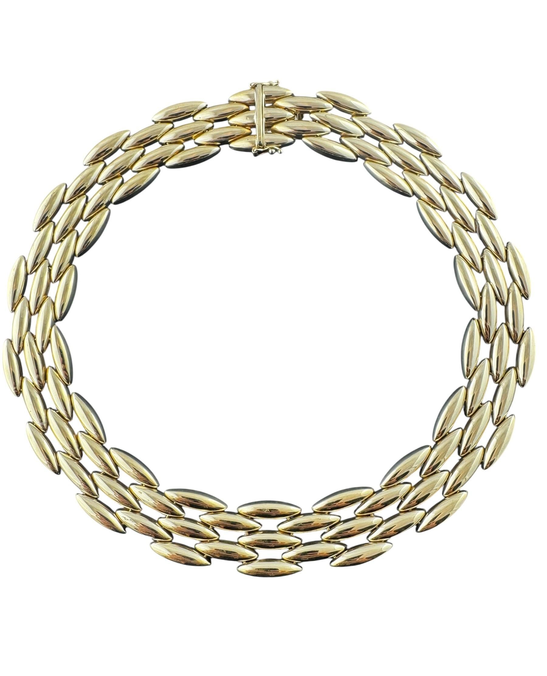 Contemporain Cartier 18K Yellow Gold Gentiane Rice Link 5 Row Necklace #22297 en vente