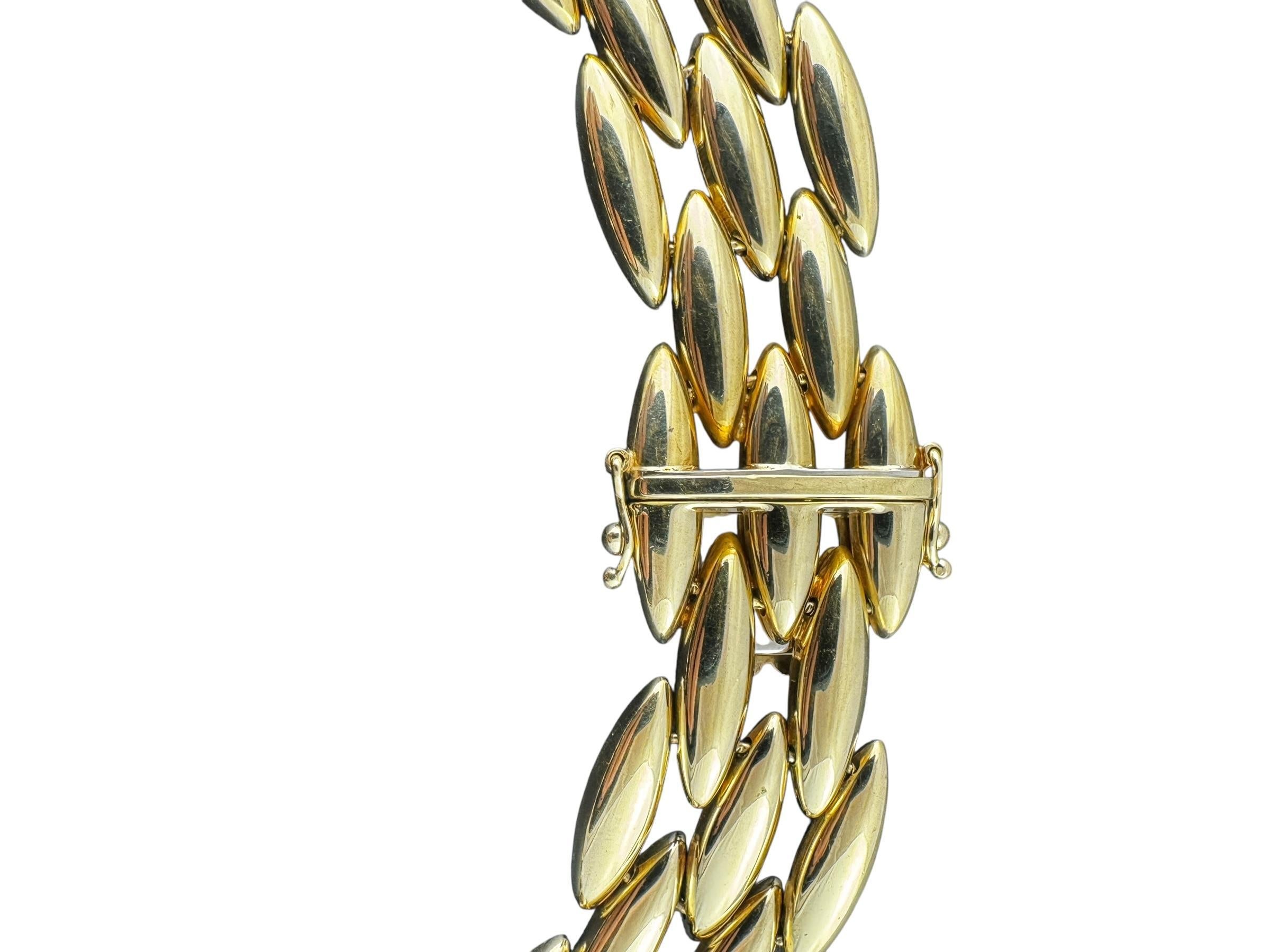 Cartier 18K Yellow Gold Gentiane Rice Link 5 Row Necklace #22297 Bon état - En vente à Washington Depot, CT