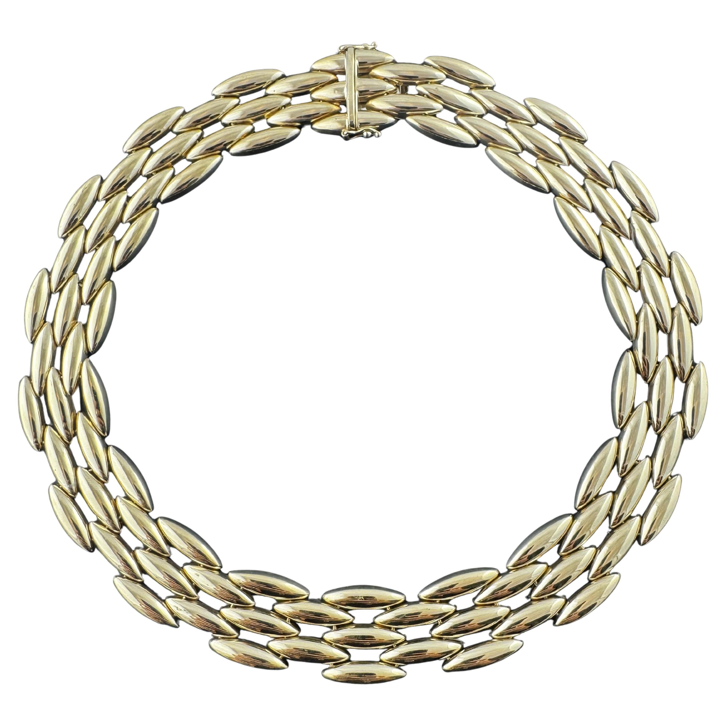 Cartier 18K Yellow Gold Gentiane Rice Link 5 Row Necklace #22297
