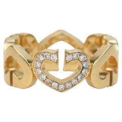 Anello Cartier con cuore e diamanti in oro giallo 18 carati