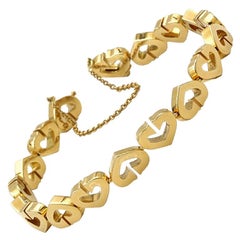 Cartier 18 Karat Yellow Gold Heart Link Bracelet Modern