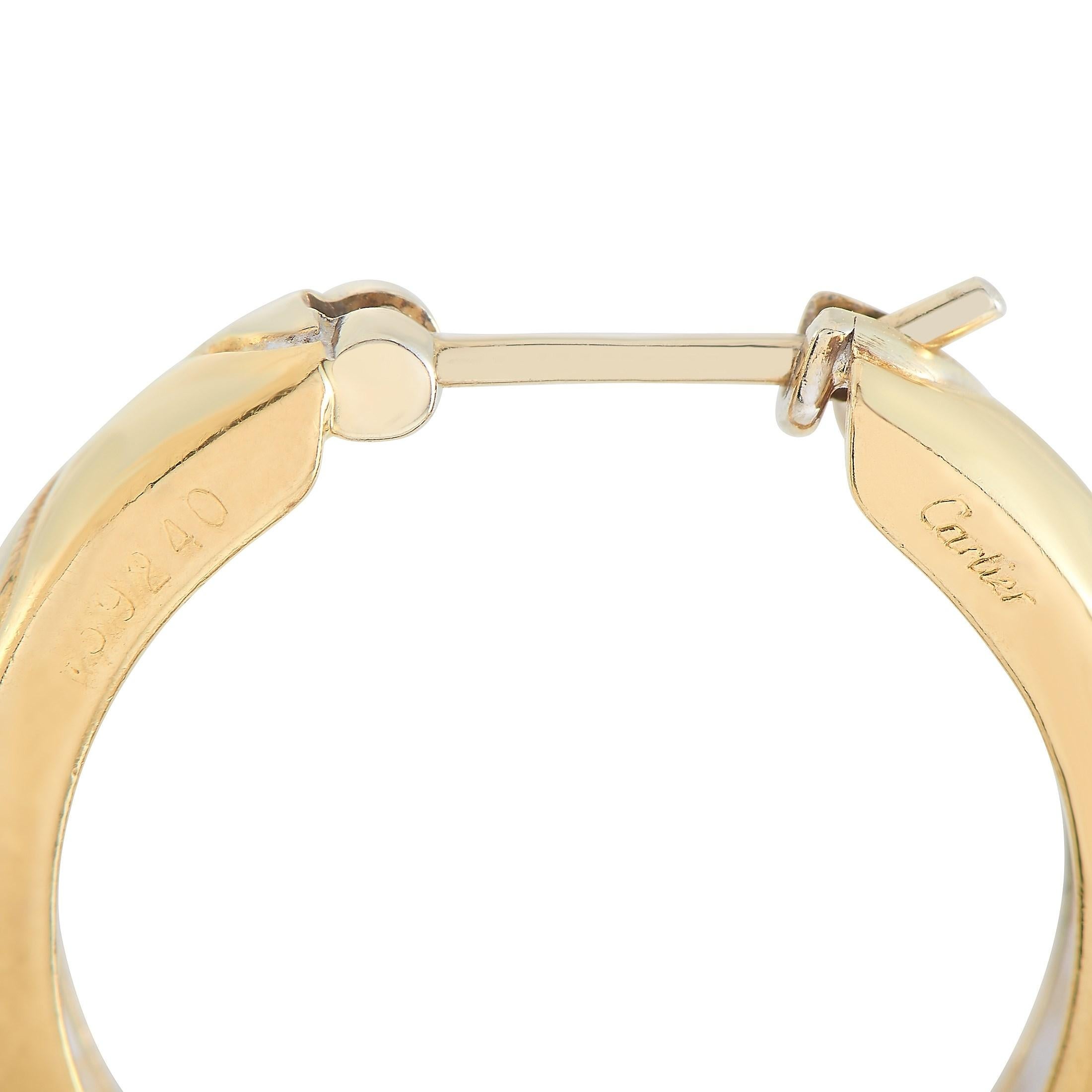 Cartier 18 Karat Yellow Gold Hoop Earrings In Excellent Condition In Southampton, PA
