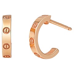 Cartier 18k Gelbgold Hoop Ohrringe w / Original-Boxen und Zertifikat