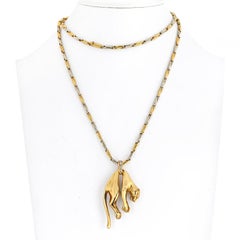 Cartier 18K Yellow Gold Iconic Hanging Panthere Pendant Necklace
