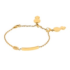 Cartier 18K Yellow Gold ID Plate His and Hers Charms Chain Bracelet