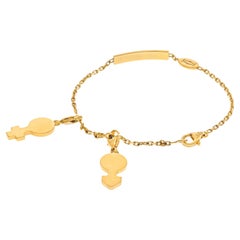 Cartier 18K Yellow Gold ID Plate His and Hers Charms Chain Bracelet