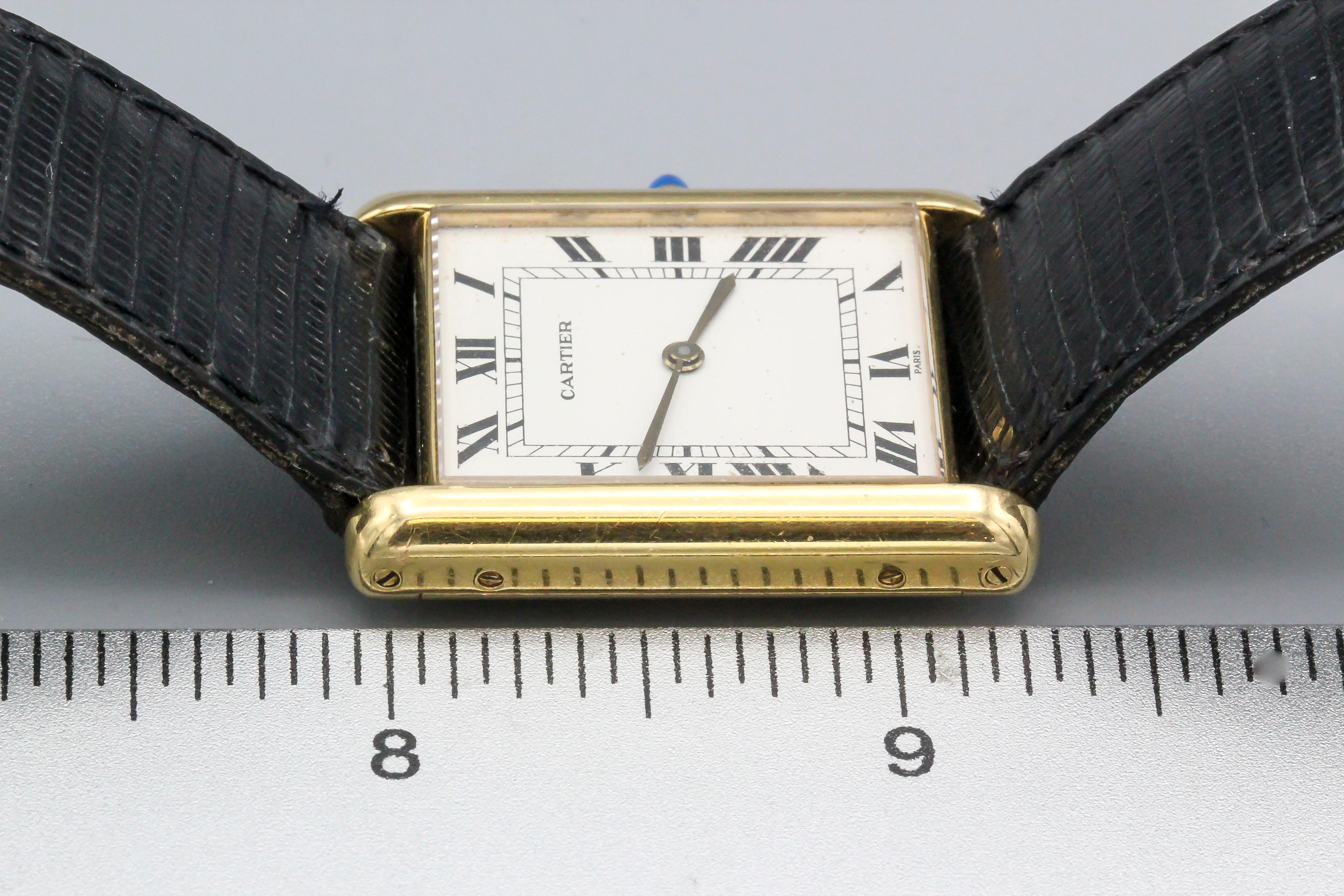 Cartier 18 Karat Yellow Gold Jumbo Louis Cartier Tank Automatic Wristwatch In Good Condition In New York City, NY