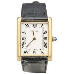 Retro Cartier 18 Karat Yellow Gold Jumbo Louis Cartier Tank Automatic Wristwatch