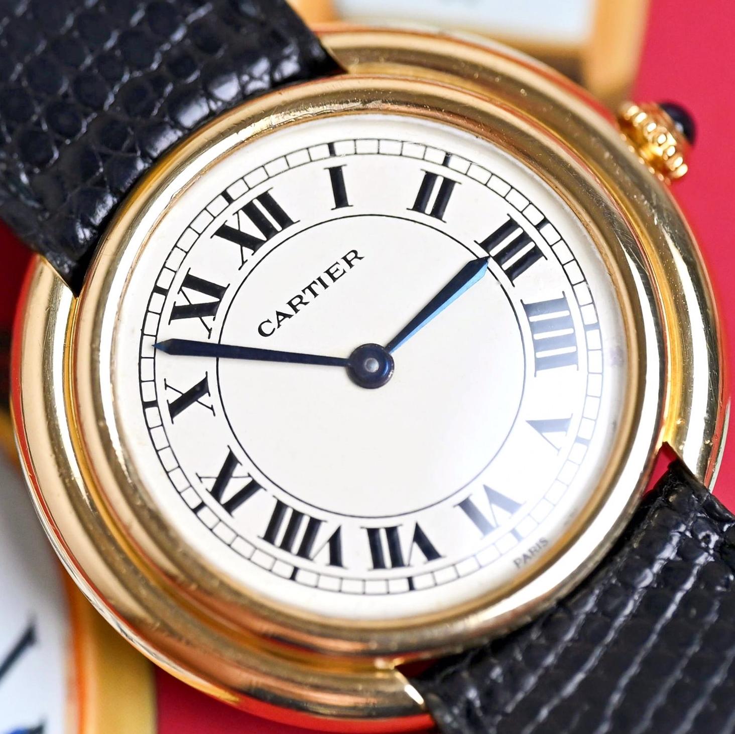 Cartier 18 Karat Gelbgold Jumbo Vendome Paris Zifferblatt Automatik 17003, 1970er Jahre 1