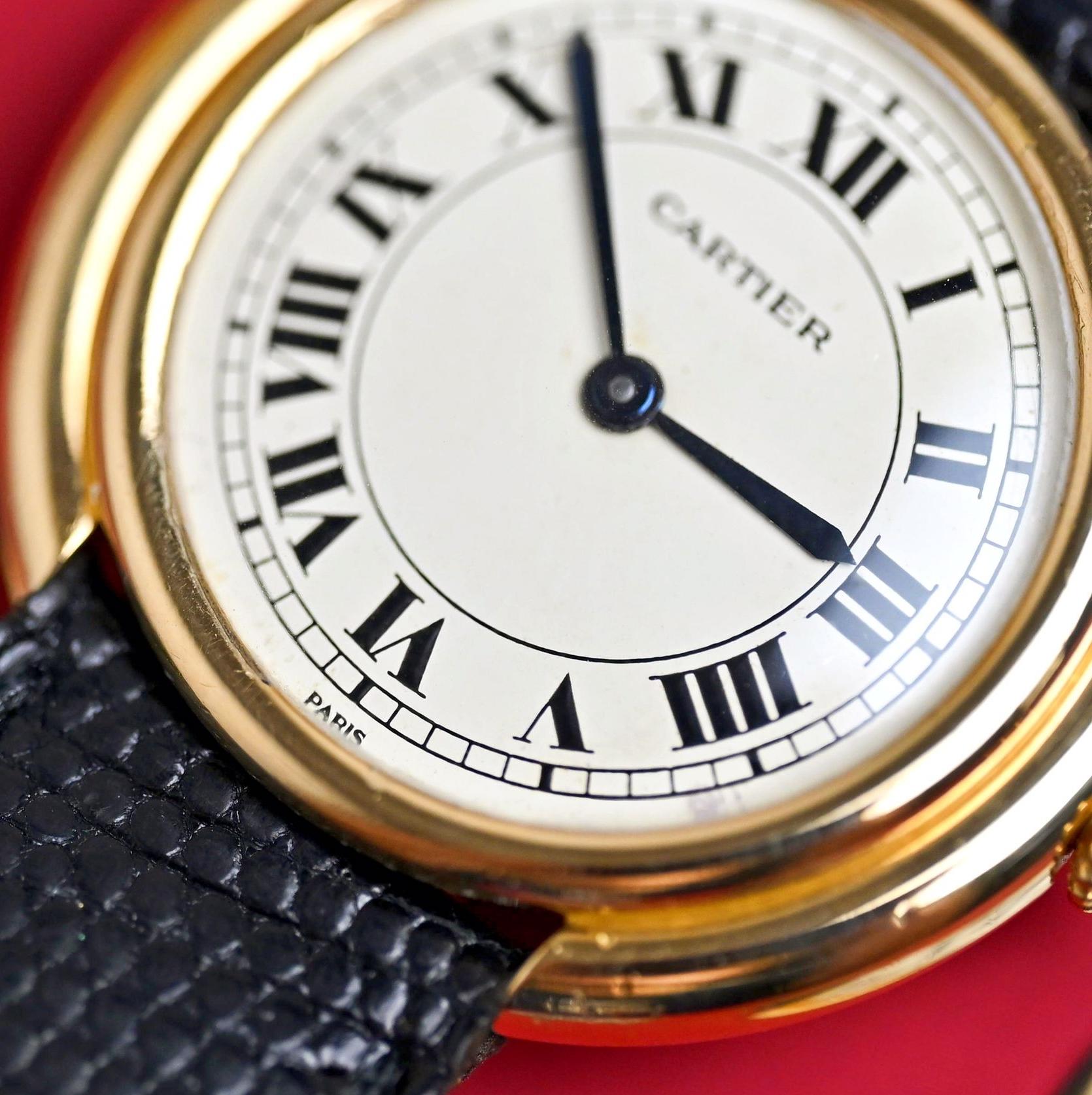Cartier 18 Karat Gelbgold Jumbo Vendome Paris Zifferblatt Automatik 17003, 1970er Jahre 2