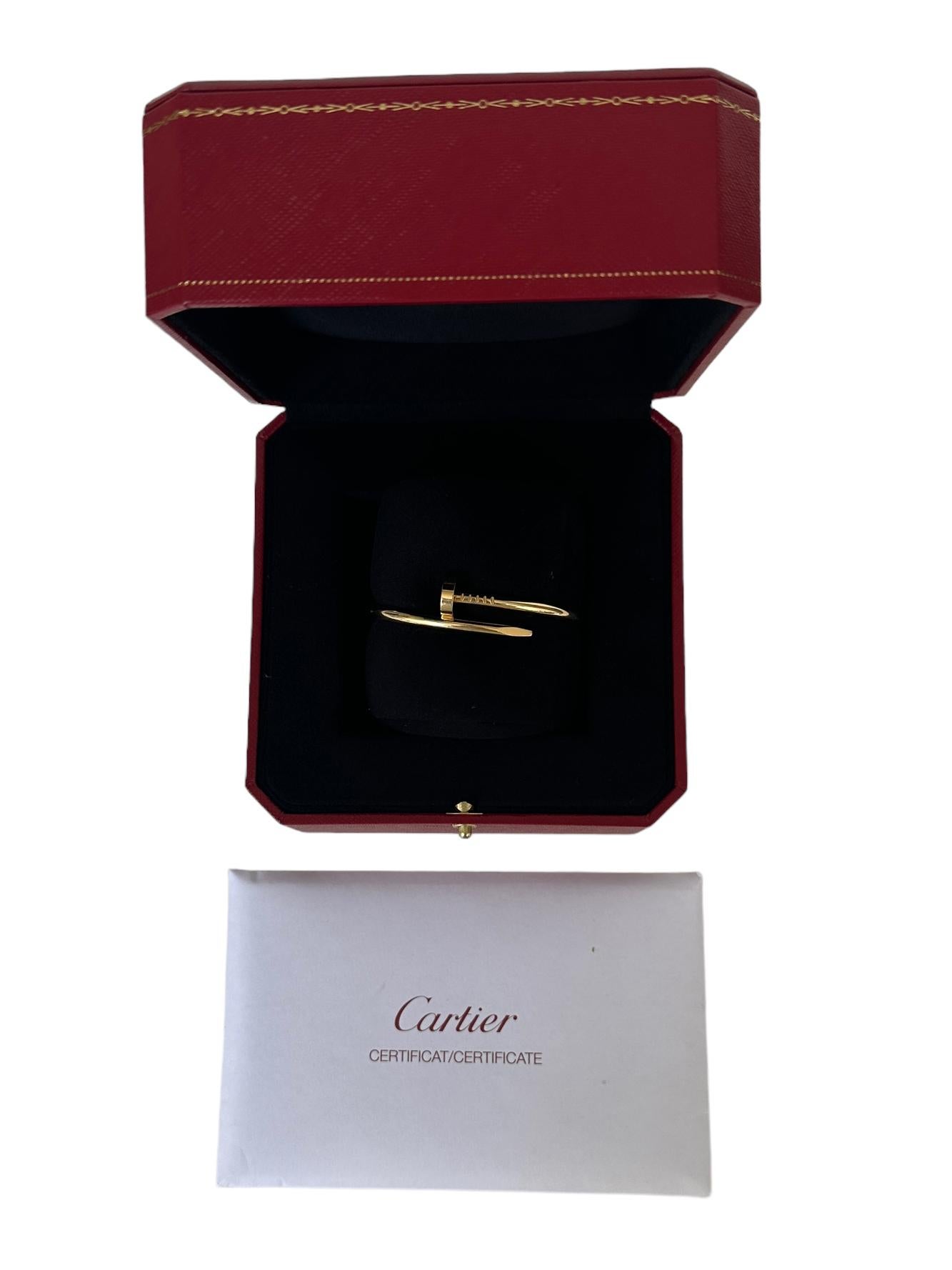 Cartier 2023, bracelet à clous Juste Un Clou en or jaune 18 carats, taille 15 Excellent état - En vente à New York, NY
