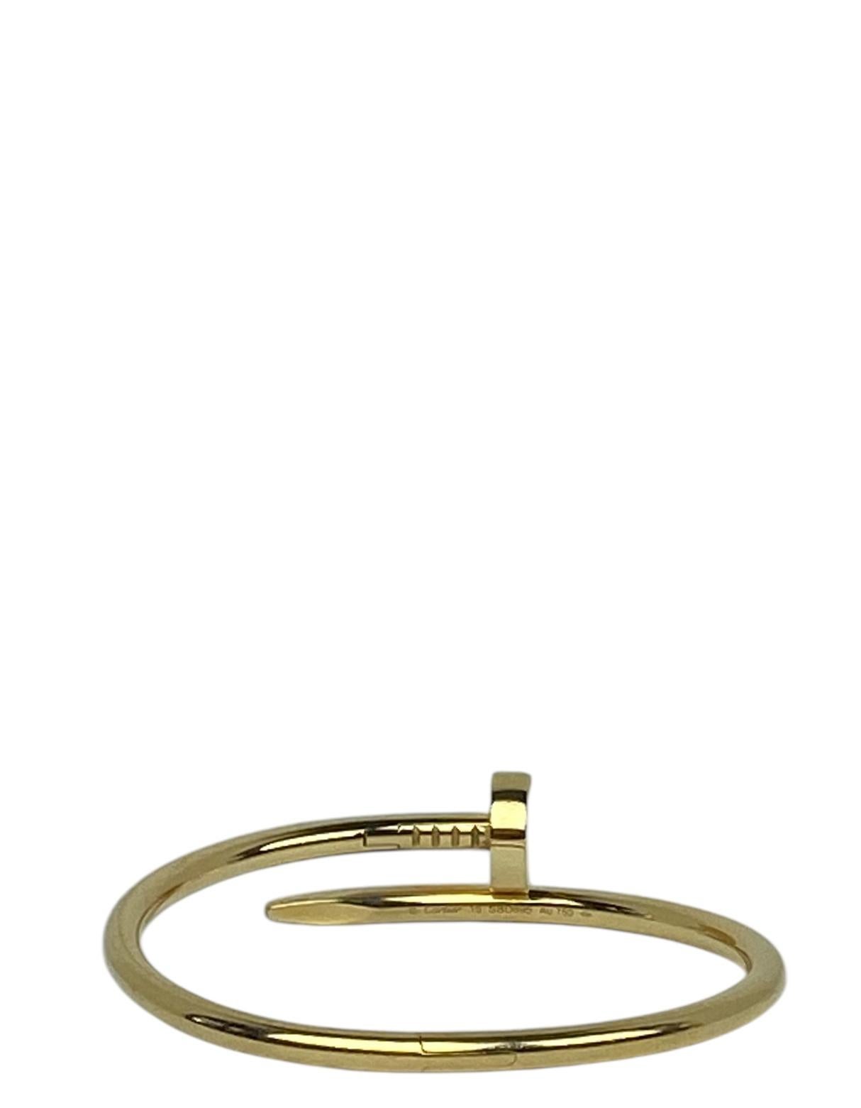 Women's Cartier 18k Yellow Gold Juste Un Clou Nail Bracelet sz 15