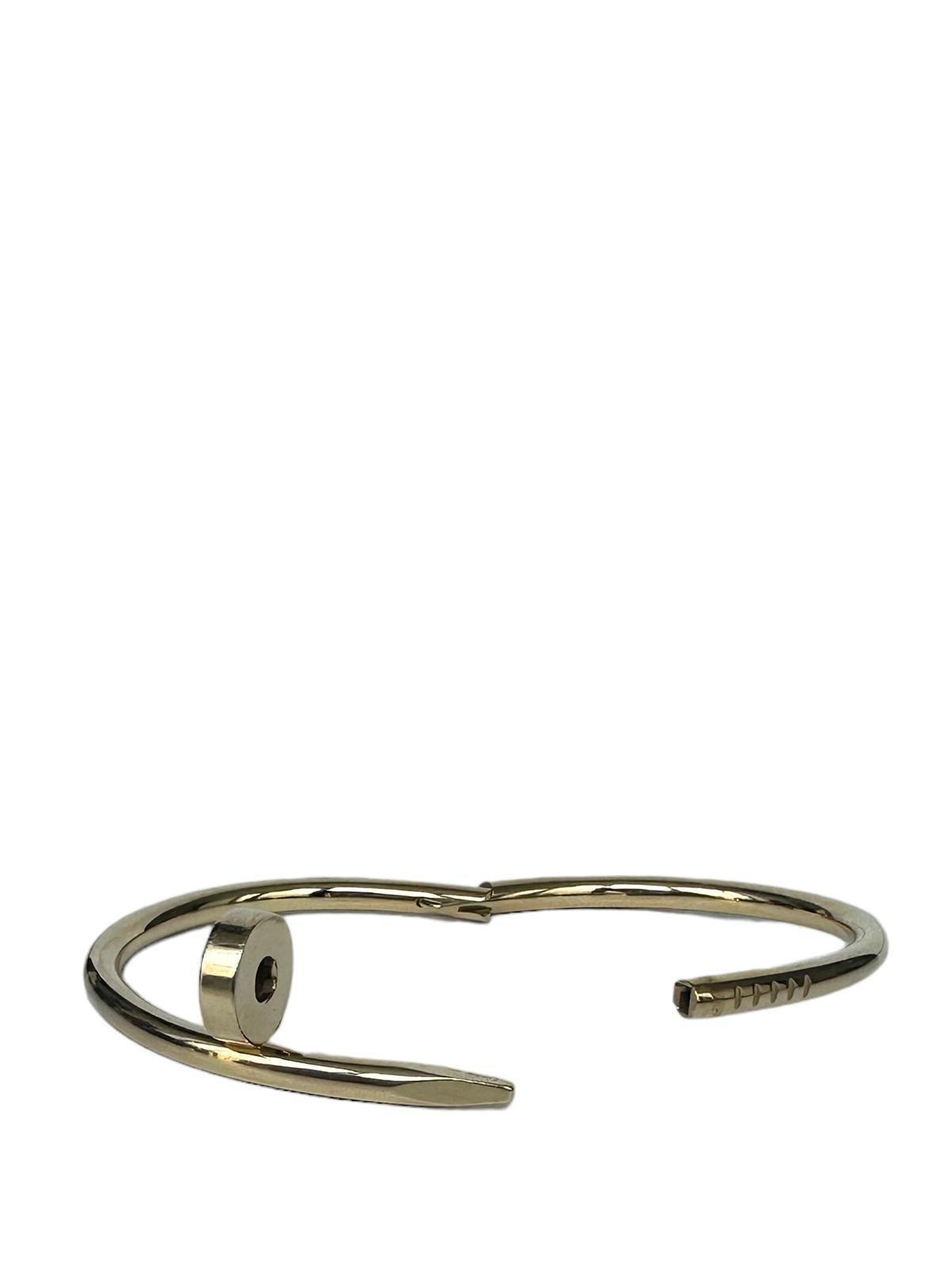 Cartier 2023 18k Yellow Gold Juste Un Clou Nail Bracelet sz 15 For Sale 1