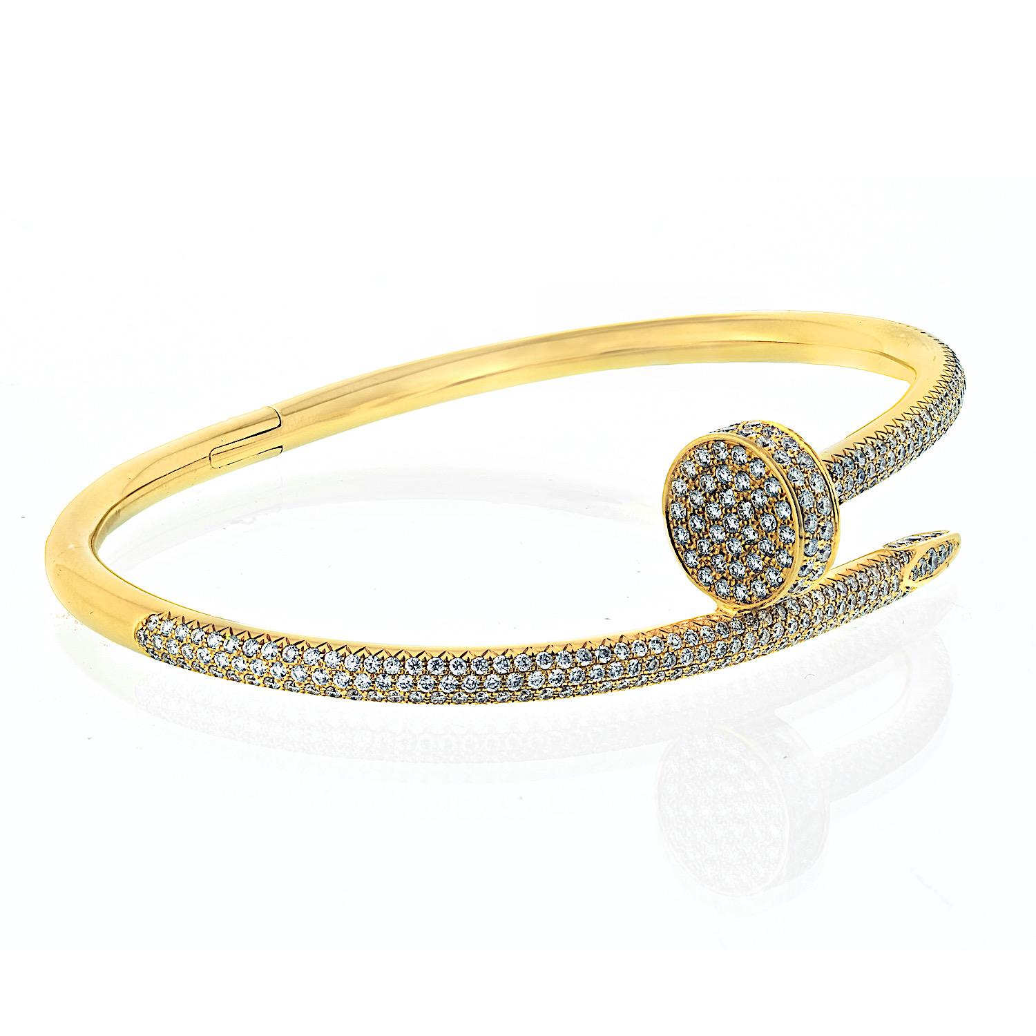 Moderne Cartier Bracelet Juste Un Clou en or jaune 18 carats avec diamants taille 17 en vente