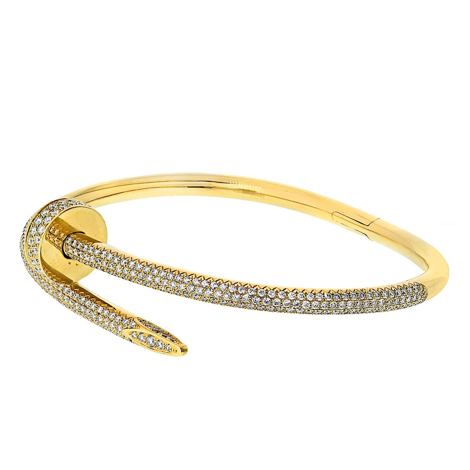 Cartier Bracelet Juste Un Clou en or jaune 18 carats avec diamants taille 17 Excellent état - En vente à New York, NY