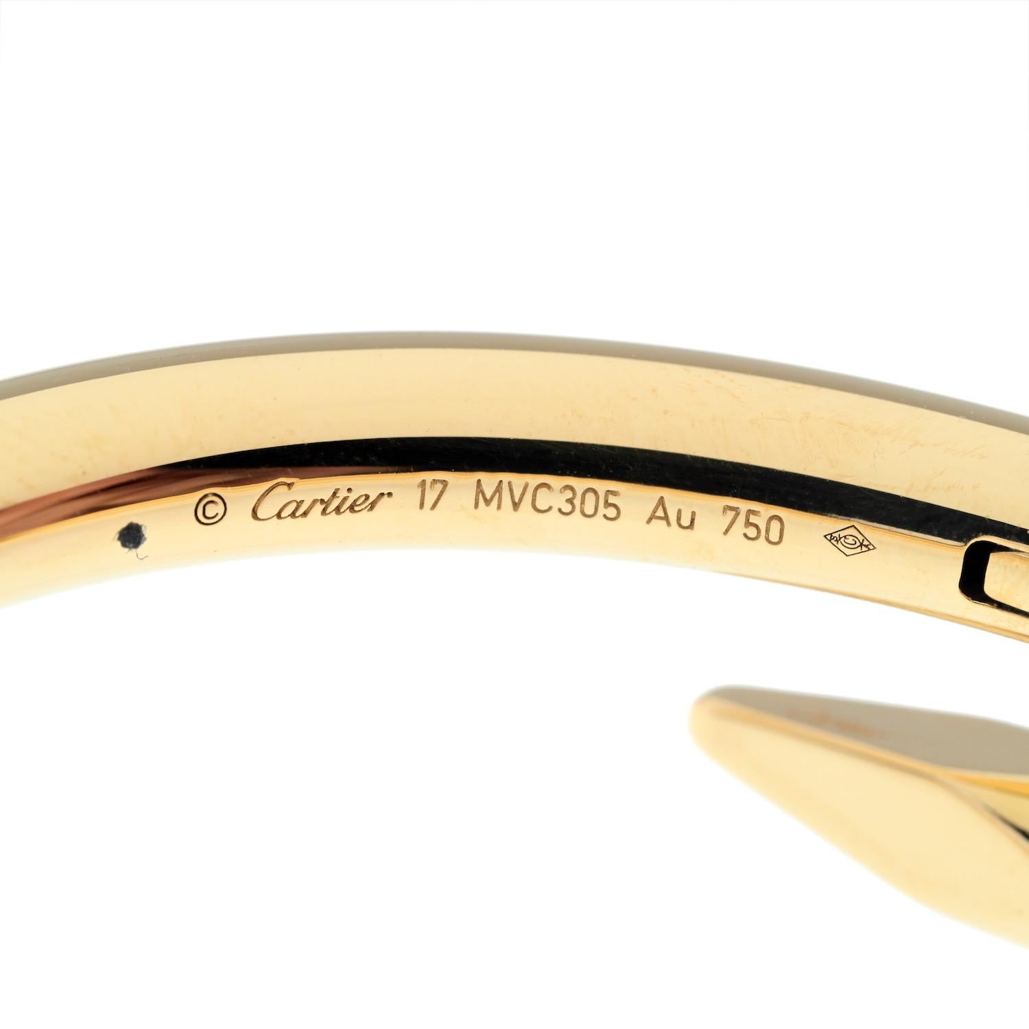 Moderne Cartier, grand bracelet modèle Juste Un Clou en or jaune 18 carats, taille 17 en vente