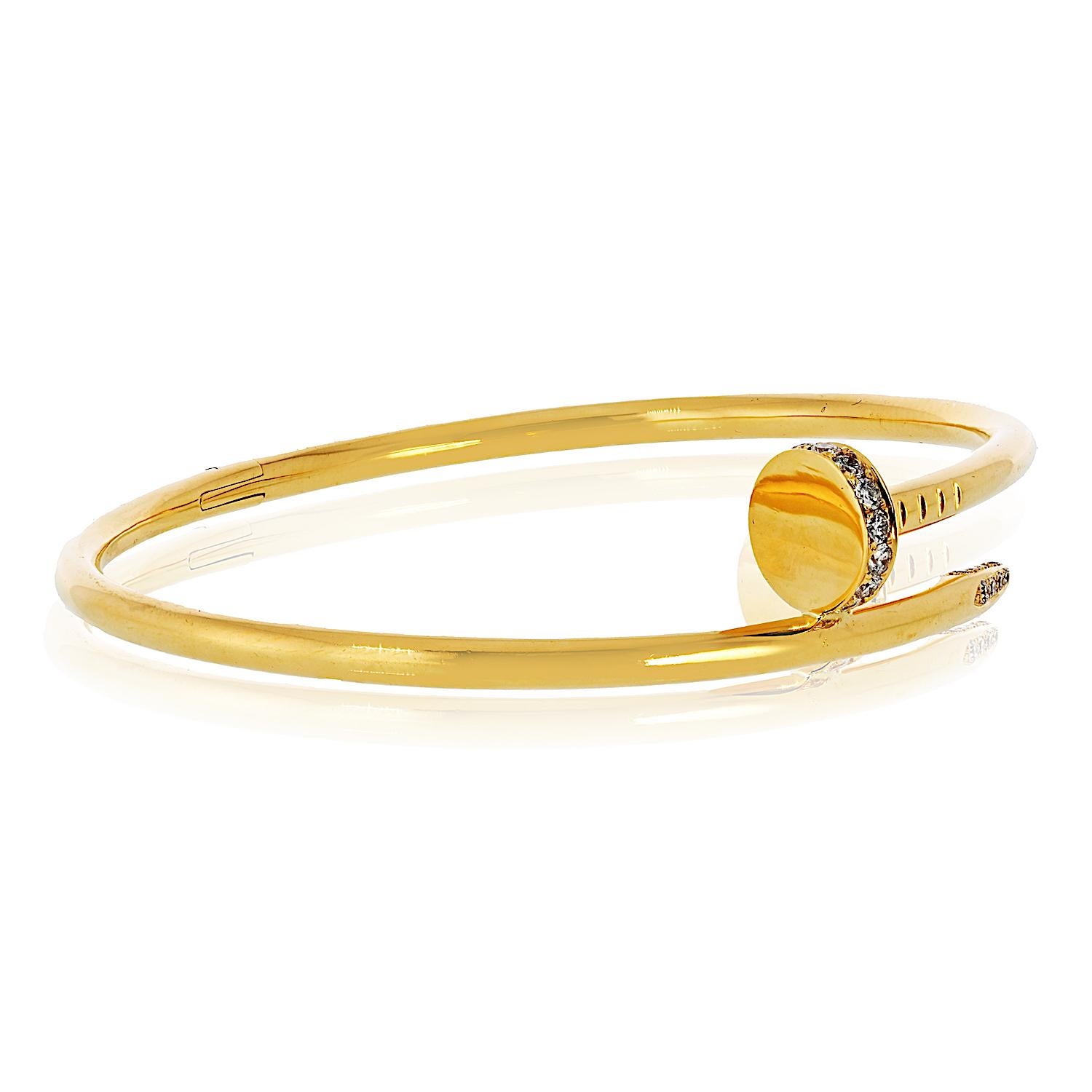Modern Cartier 18K Yellow Gold Juste Un Clou Size 21 Diamond Bracelet For Sale