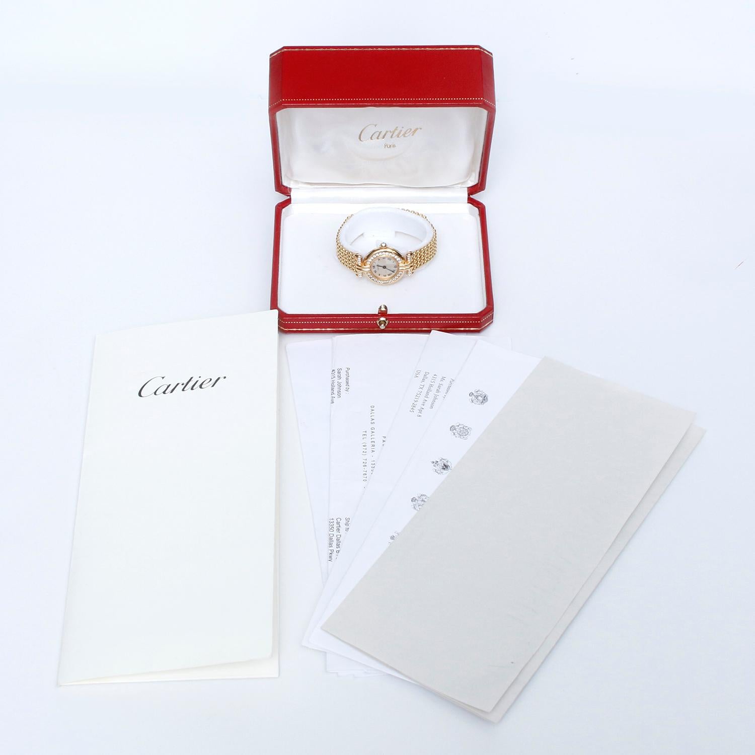 Cartier: 18 Karat Gelbgold Damen-Colisee-Diamant-Uhr 4