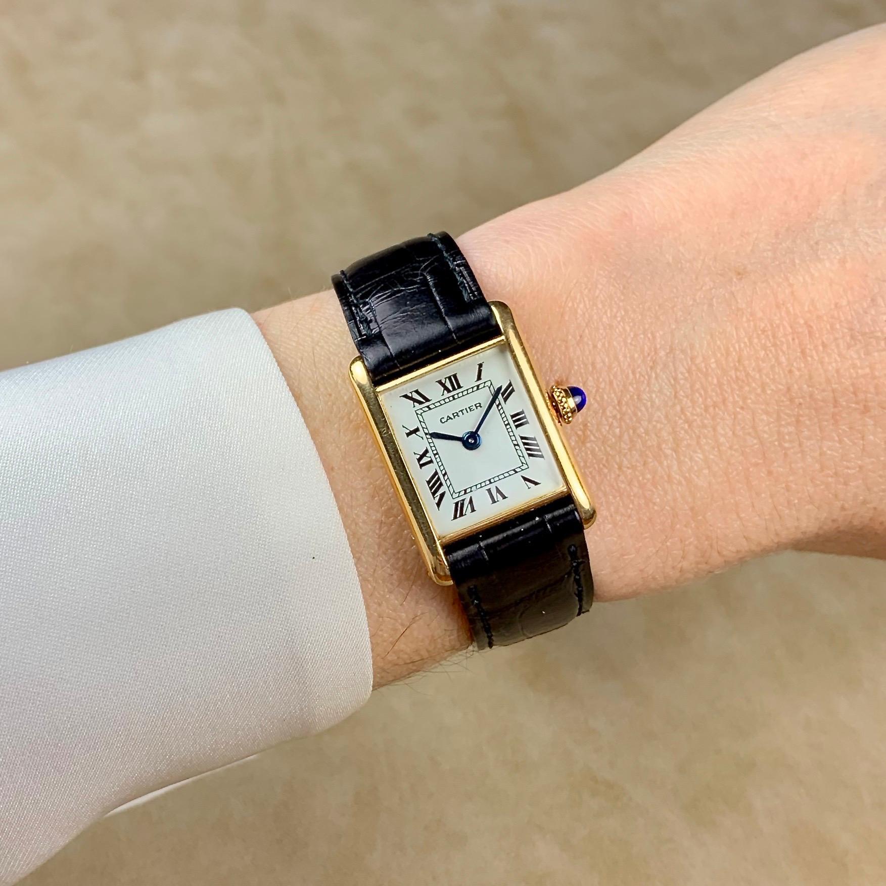 Cartier 18 Karat Yellow Gold Ladies Louis Tank Manual Wind Watch In Good Condition In New York, NY